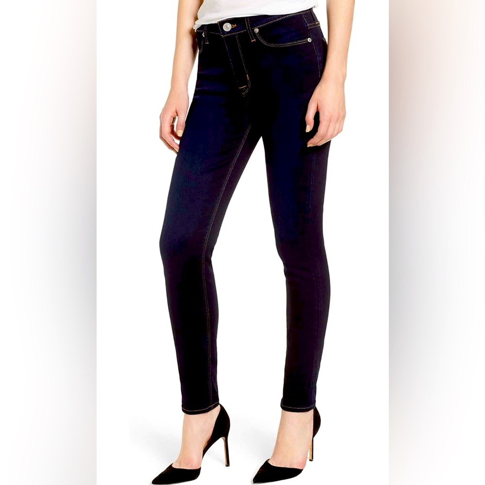 HUDSON Nico Midrise Super Skinny Ankle Jeans in Adrian (Dark Blue) Size 24